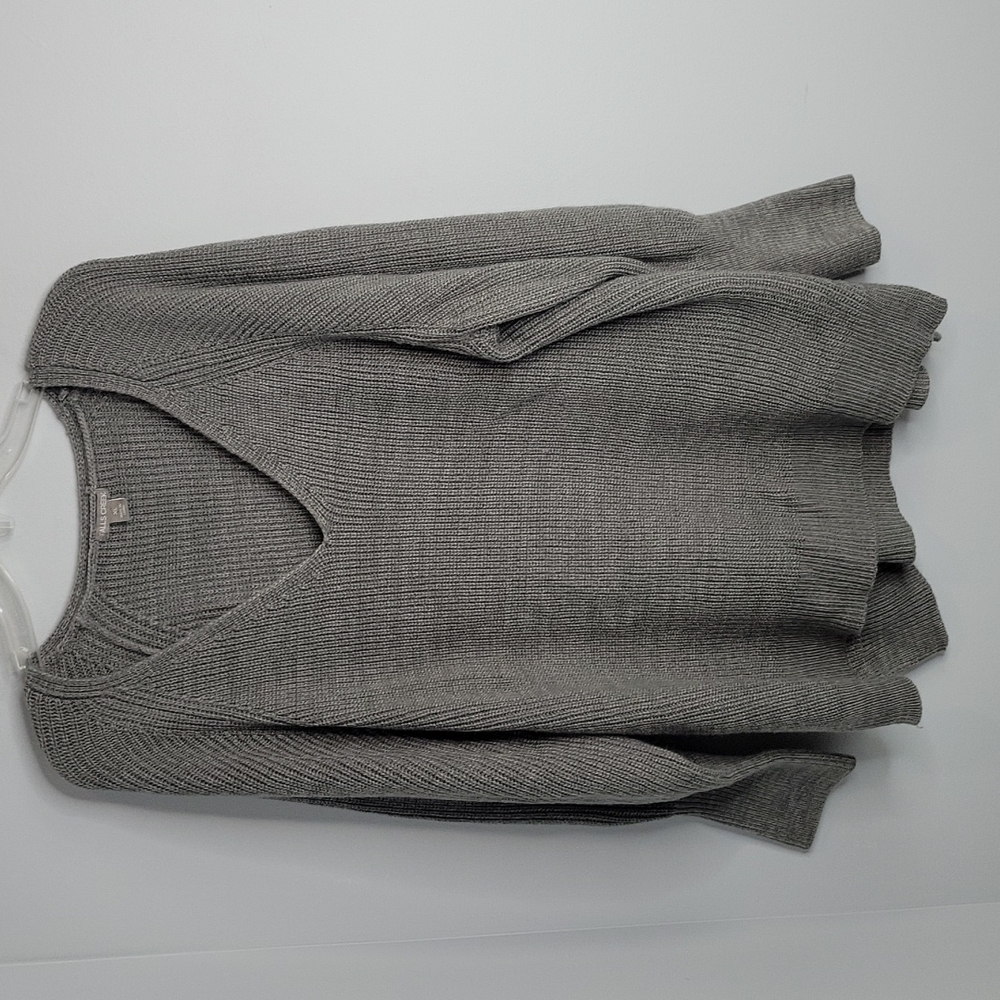 Gray V-neck Balloon Sleeve Sweater Falls Creek size XL